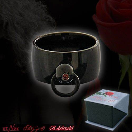 Ring Story of O. - 12mm - schwarz mit Stein - vergleichen und g&uuml;nstig kaufen